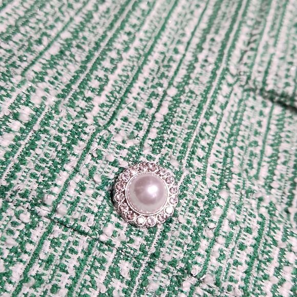 NWT NY&Co Green Tweed & Pearl Classic Dress - Picture 3 of 6